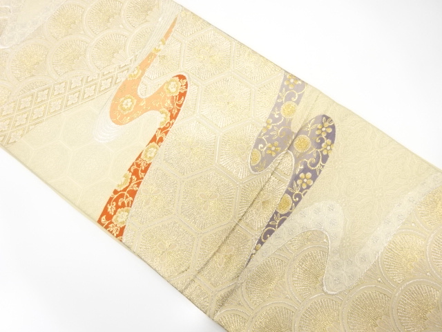 JAPANESE KIMONO / ANTIQUE FUKURO OBI / SILK / WOVEN STREAM